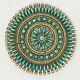 Zuni Sterling Silver 925 And Turquoise Petit Point Brooch Pin