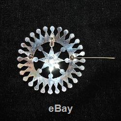 Zuni Sterling Silver, Mother of Pearl, & Black Onyx Pendant/Pin, 1.125 Diameter