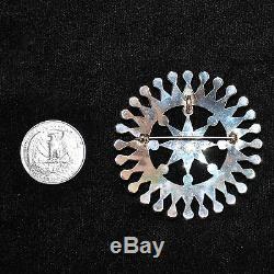 Zuni Sterling Silver, Mother of Pearl, & Black Onyx Pendant/Pin, 1.125 Diameter