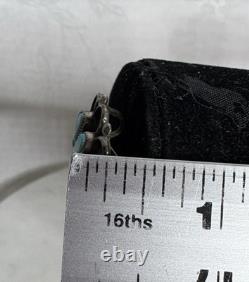 Zuni Sterling Silver Turquoise Cluster Brooch/Pendant With 3 Dangles Signed DB