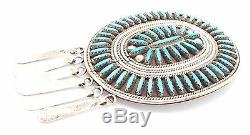 Zuni Sterling Silver Turquoise Needlepoint Cluster Pendant/Pin Gerald Etsate