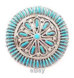 Zuni Sterling Silver Turquoise Needlepoint Cluster Pendant/Pin T. Loncasion