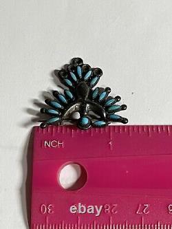 Zuni Sterling Silver Turquoise Petite Point Thunderbird Brooch Pin