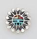 Zuni Sterling Sunface Design Pin/pendant With Multi-stone Inlay By Don Dewa