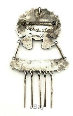 Zuni Sun Face Multi-Stone Inlay Sterling Silver Pin-Pendant by Walter Lalio Jr