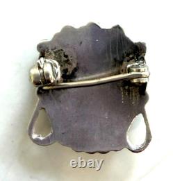 Zuni Sunface Sterling Silver Pin Turquoise Vintage