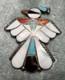 Zuni Thunderbird Vintage Inlay Pin Pendant Sterling Silver Aprox 2