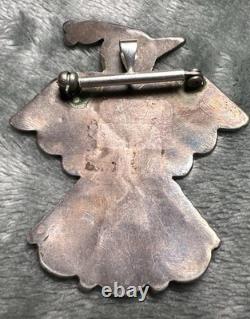 Zuni Thunderbird Vintage Inlay Pin Pendant Sterling Silver Aprox 2