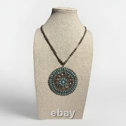 Zuni Turquoise Cluster Necklace 800 Silver 55g Large Pin Pendant Brooch 2.25