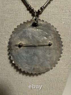 Zuni Turquoise Cluster Necklace 800 Silver 55g Large Pin Pendant Brooch 2.25