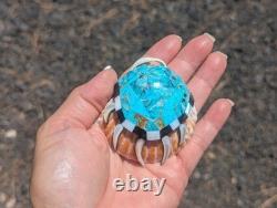 Zuni Turquoise Inlay Bear Claw Shell Pendant Design Native American Jewelry