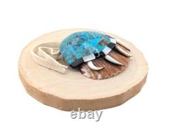 Zuni Turquoise Inlay Bear Claw Shell Pendant Design Native American Jewelry
