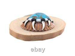 Zuni Turquoise Inlay Bear Claw Shell Pendant Design Native American Jewelry