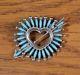 Zuni Turquoise Needle Point Cupid Heart Arrow Pendant Pin Dan Etsate