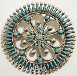 Zuni Turquoise Needlepoint Sterling Pendant & Pin Vincent & Socorro Johnson