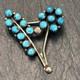 Zuni Vintage Flower Petit Point Turquoise Sterling Silver Brooch Super D