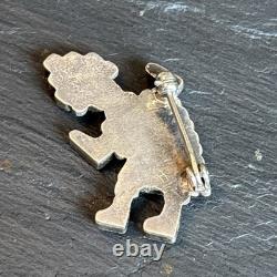 Zuni Vintage Rainbowman Brooch Sterling Silver Vintage Turquoise Abalone Nq
