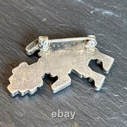 Zuni Vintage Rainbowman Brooch Sterling Silver Vintage Turquoise Abalone Nq