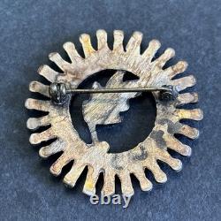 Zuni Vintage Unusual Shape Petit Point Turquoise Sterling Silver Brooch L3