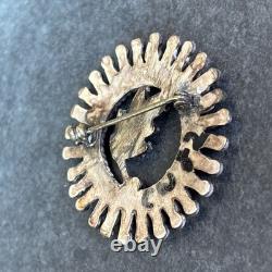 Zuni Vintage Unusual Shape Petit Point Turquoise Sterling Silver Brooch L3