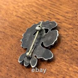 Zuni Vintage Unusual Shape Petit Point Turquoise Sterling Silver Brooch Xa