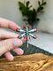 Zuni Wjh Turquoise Coral Inlay Sterling Silver Dragonfly Brooch Pendant