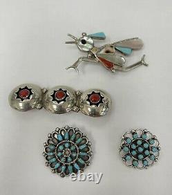 Zuni and Navajo MIXED LOT Sterling Silver and Turquoise Pins/Brooch