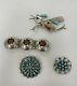 Zuni And Navajo Mixed Lot Sterling Silver And Turquoise Pins/brooch