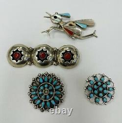 Zuni and Navajo MIXED LOT Sterling Silver and Turquoise Pins/Brooch