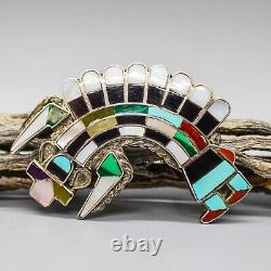 Zuni-vintage Sterling & Channel Inlay Rainbow Man Pin/pendant-native American