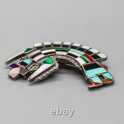 Zuni-vintage Sterling & Channel Inlay Rainbow Man Pin/pendant-native American