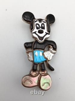 Zunitoon Mickey Mouse Sterling Silver Multi-Stone Inlay Pendant Pin Brooch