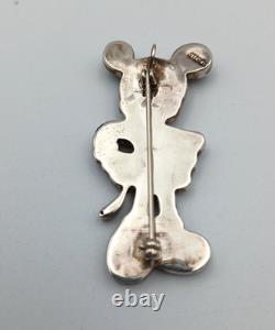 Zunitoon Mickey Mouse Sterling Silver Multi-Stone Inlay Pendant Pin Brooch