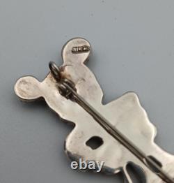 Zunitoon Mickey Mouse Sterling Silver Multi-Stone Inlay Pendant Pin Brooch