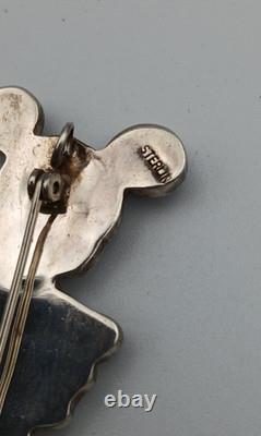 Zunitoon Mickey Mouse Sterling Silver Multi-Stone Inlay Pendant Pin Brooch
