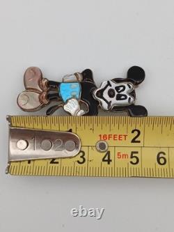 Zunitoon Mickey Mouse Sterling Silver Multi-Stone Inlay Pendant Pin Brooch