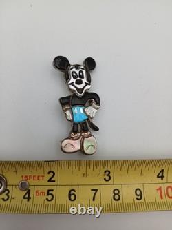 Zunitoon Mickey Mouse Sterling Silver Multi-Stone Inlay Pendant Pin Brooch